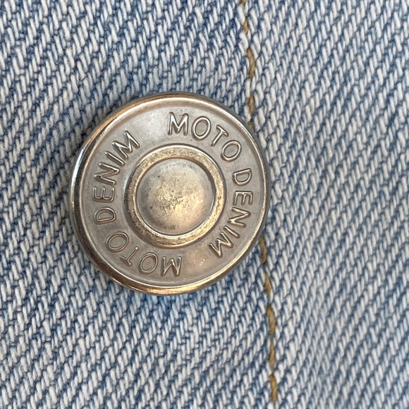 TopShop Moto Light Blue Denim Jacket 12 US - Picture 10 of 14